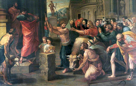 Hand.14:11 En de scharen, ziende, hetgeen Paulus gedaan had, verhieven hun stemmen, en zeiden in het Lycaonisch: De goden zijn den mensen gelijk geworden, en tot ons nedergekomen.